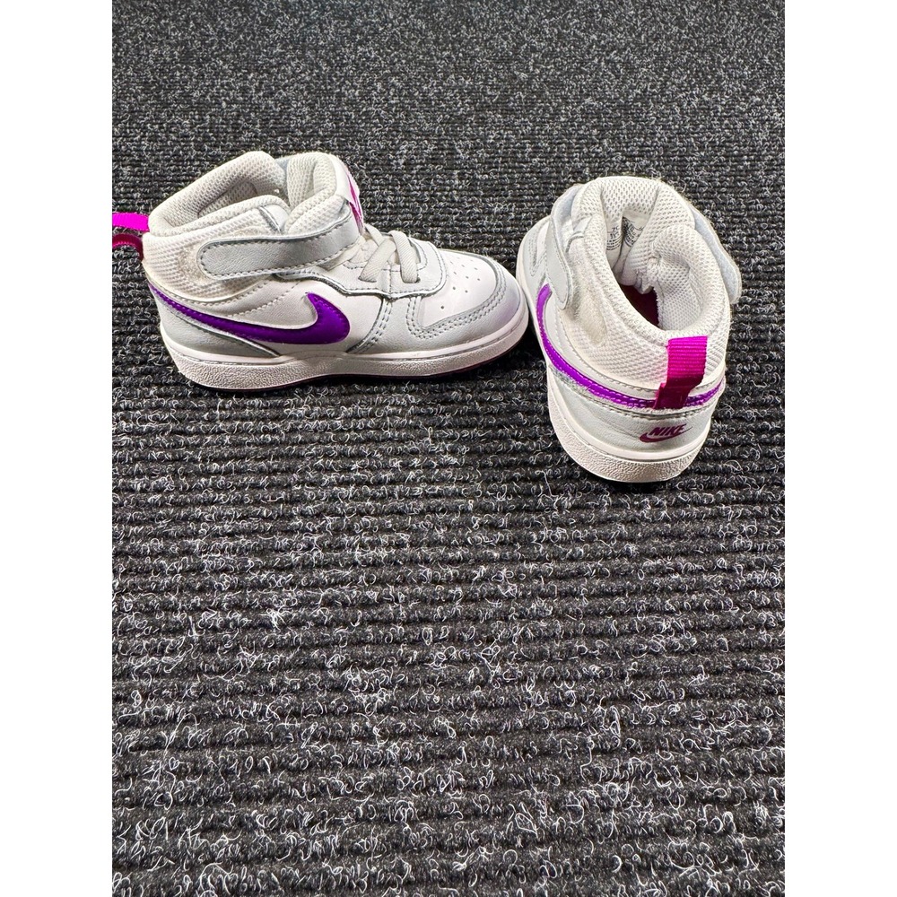 Nike Court Borough Mid 2 Toddler 7C White Purple High Top Shoes CD7784-009
